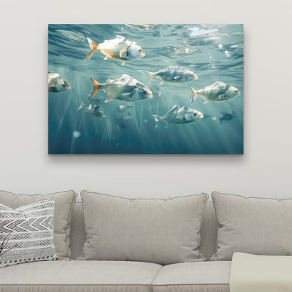 Swimming Peacefully - White Canvas Home Decor | Tranquil Art