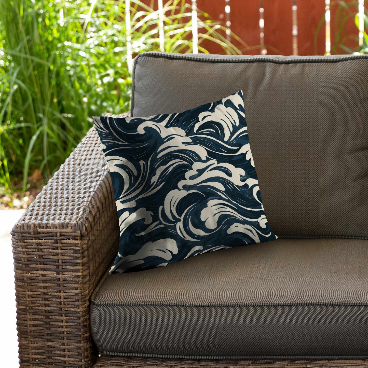 Midnight Ocean Flow Poly Twill Throw Pillow | Home Decor