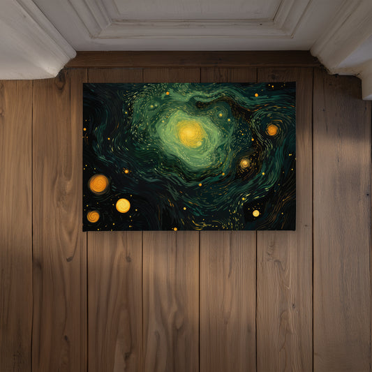 Illuminated in Space Yellow Indoor Outdoor Door Mat | Home Decor