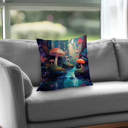 Coussin décoratif en sergé de polyester à motif forêt féerique - Accessoire de décoration intérieure