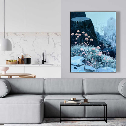 Annual freeze - Beige framed canvas for elegant home decor