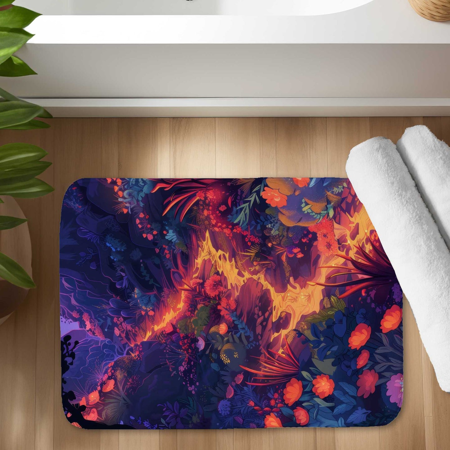 Burning flowers Red Bath Mat - Stylish Home Decor Accessory
