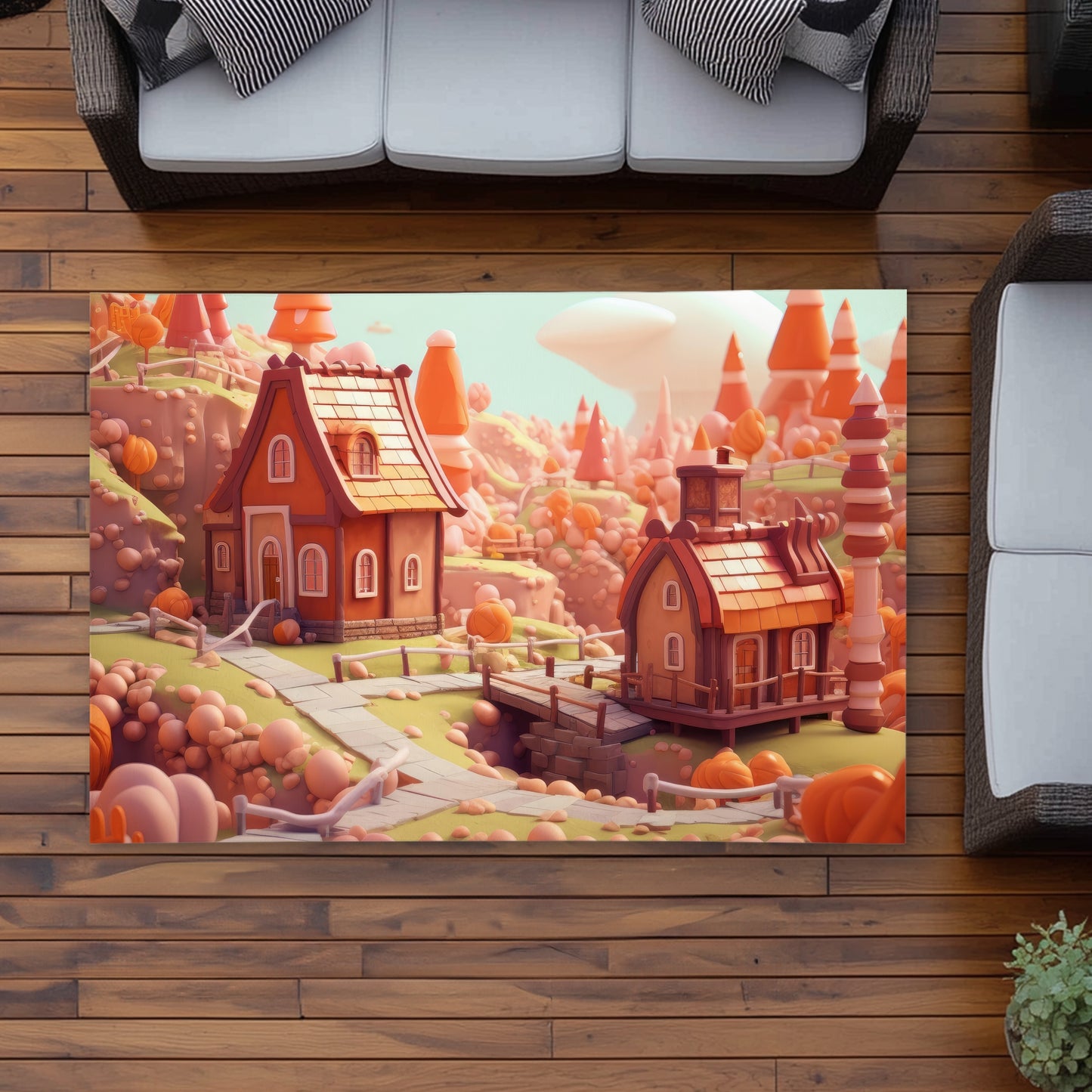 Toy Town Orange Outdoor Area Rug - Stylish Home Decor