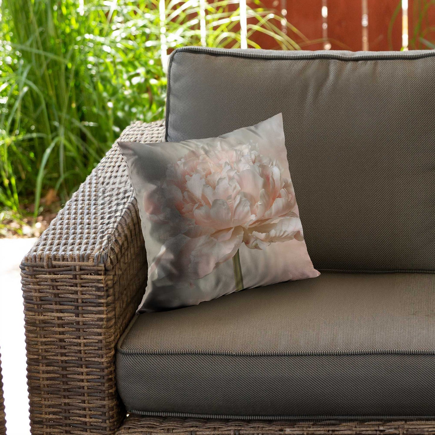 Peony Poly Twill Throw Pillow - Elegant Home Decor Accent