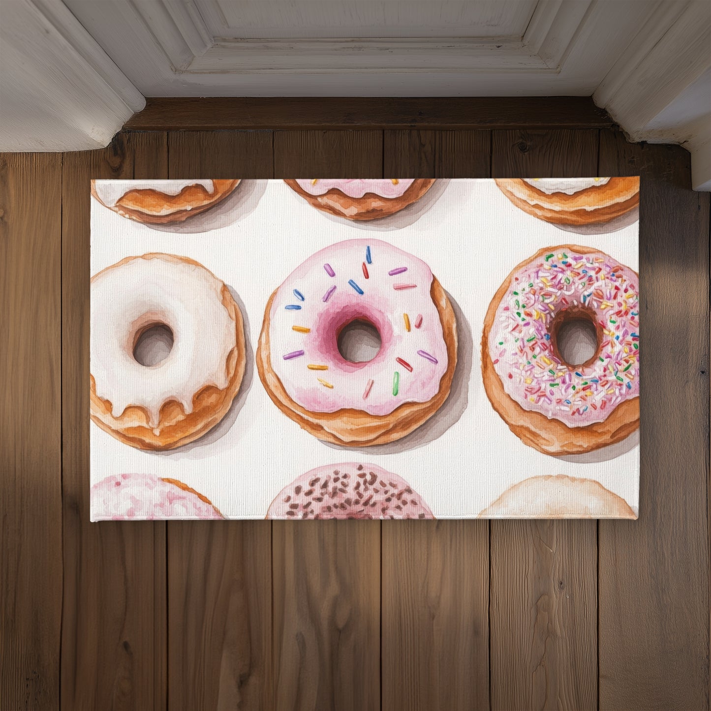 Donuts Beige Indoor Outdoor Door Mat - Home Decor Accent