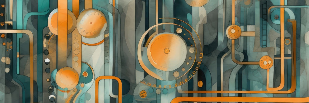 Astrological machinery - Framed Canvas - Print on demand