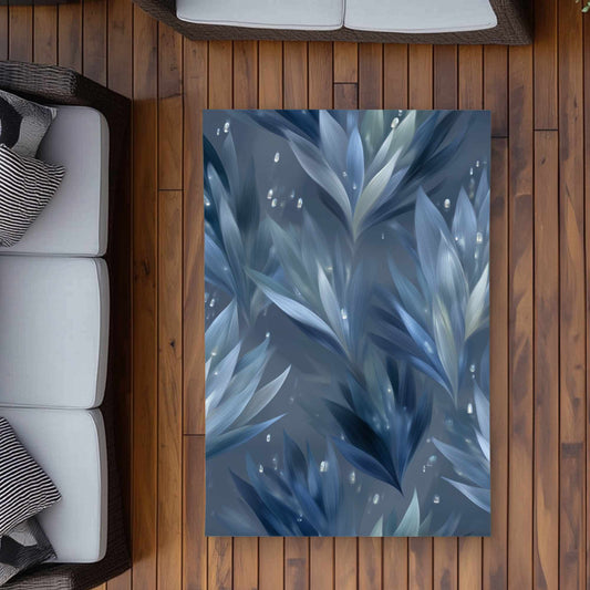 Icy Leaves Outdoor Area Rug | Stylish Home Decor Rug