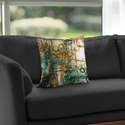 Turns and bends Turquoise Poly Twill Throw Pillow | Decor