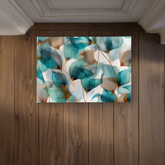 Teal and Brown Turquoise Indoor Outdoor Door Mat | Decor