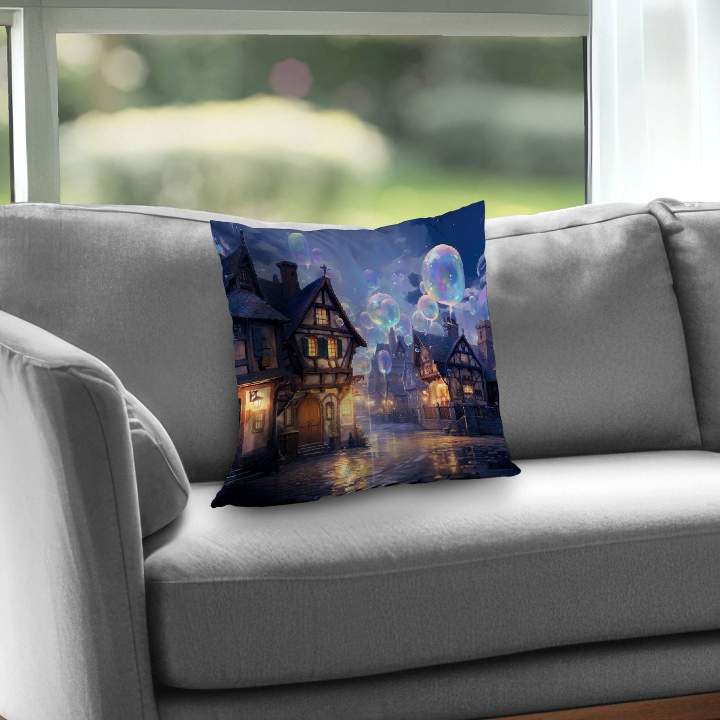 Bloopy town - Throw pillow - Print on demand