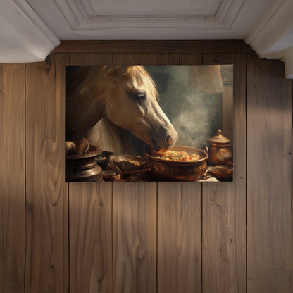 Horse on Soup - Black Indoor Outdoor Door Mat for Home Decor