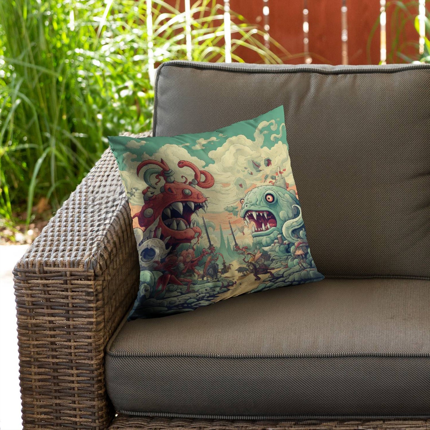 Two titans - Throw pillow - Print on demand