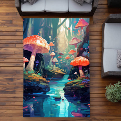 Whimsical Forest - Blue Outdoor Area Rug for Home Decor