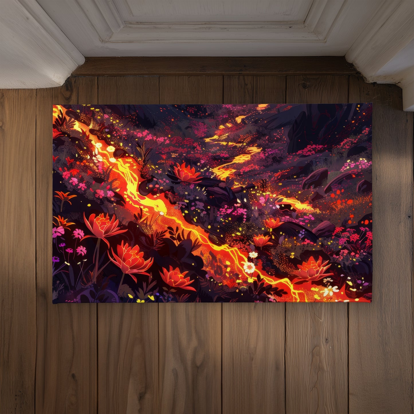 Bloom and Eruption Red Indoor Outdoor Door Mat | Home Decor