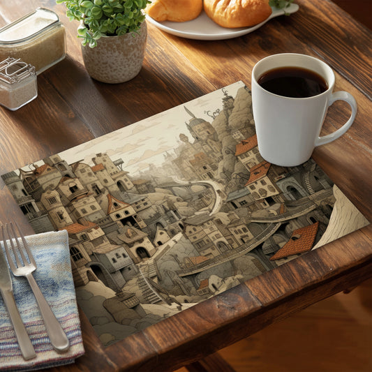 Intricate Town Hall - Orange Polyester Placemat for Home Decor