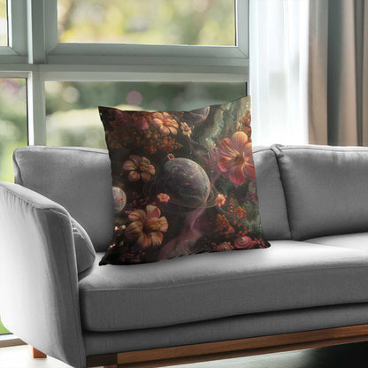 Flower Space Poly Twill Throw Pillow - Home Decor Accent