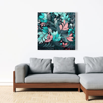 Neon Leaves - Pink Canvas Art for Stylish Home Decor