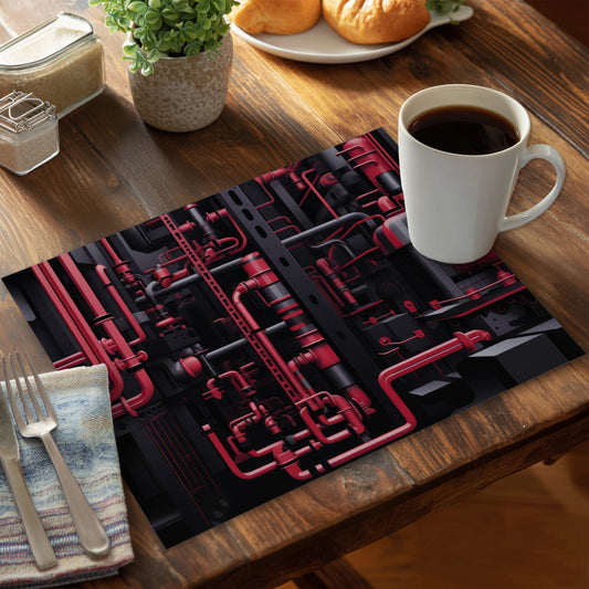 Machinery Black Polyester Placemat - Stylish Home Decor