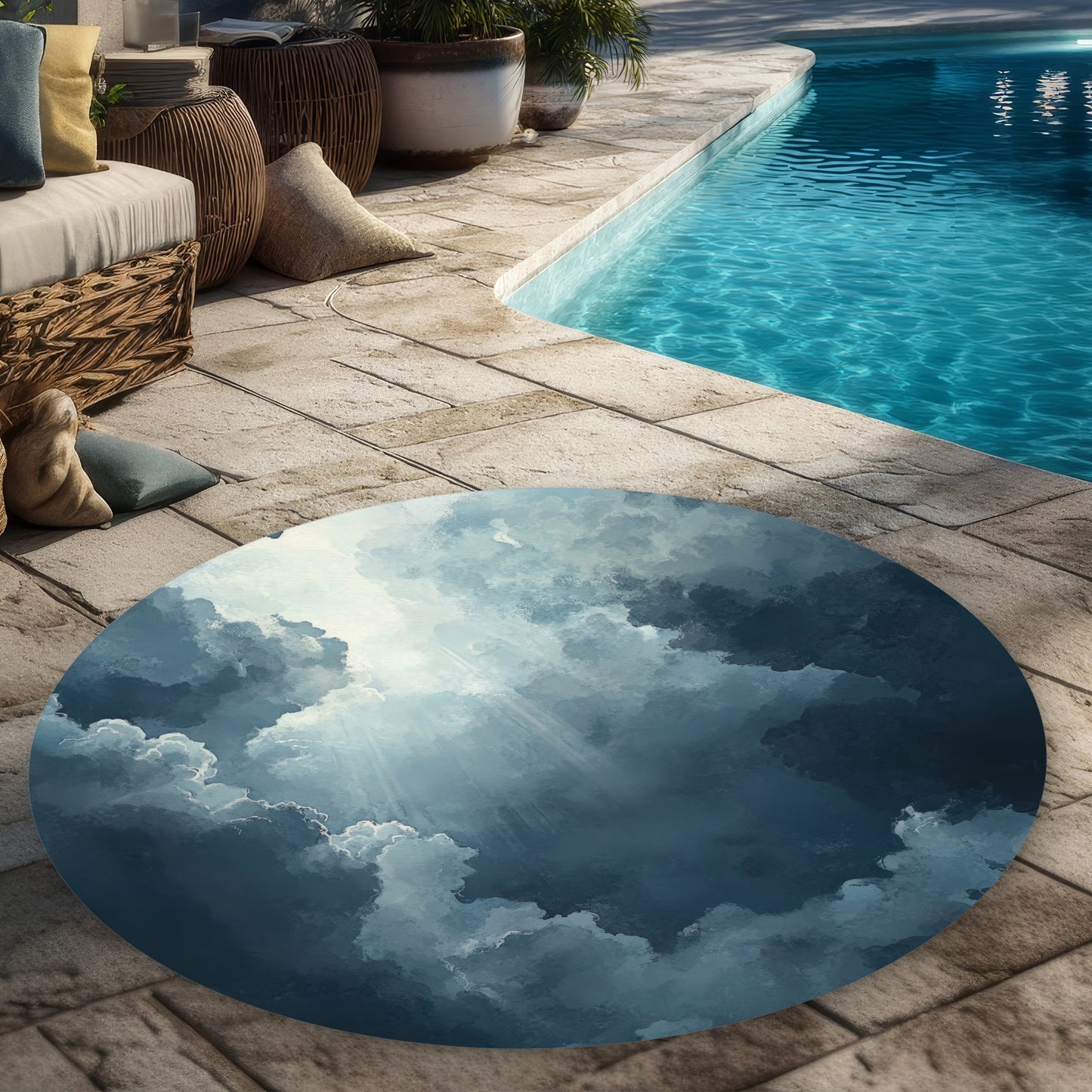 Afterglow Gray Round Outdoor Area Rug | Home Decor Accent