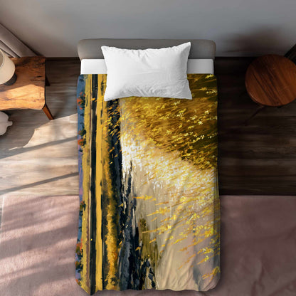 Housse de couette Golden Stream Glow | Décoration intérieure élégante