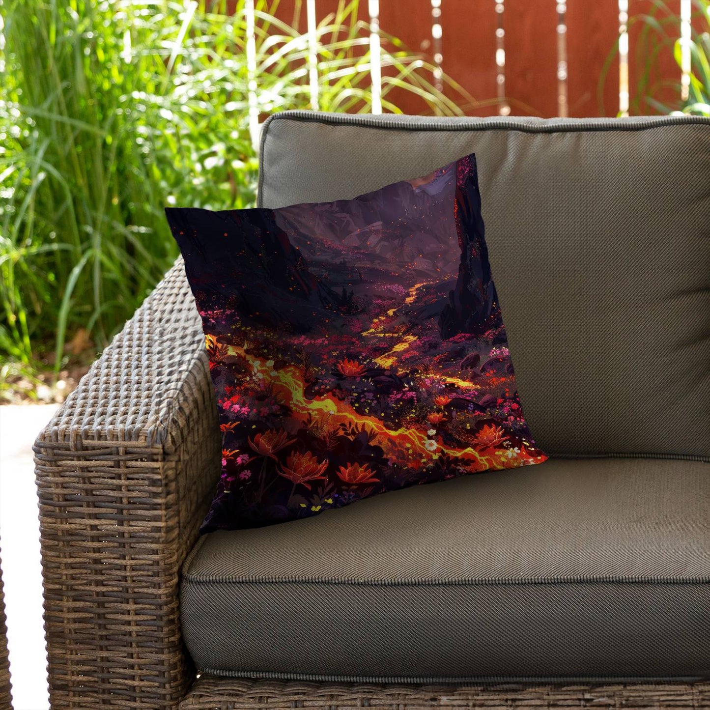 Bloom and eruption - Throw pillow - Print on demand