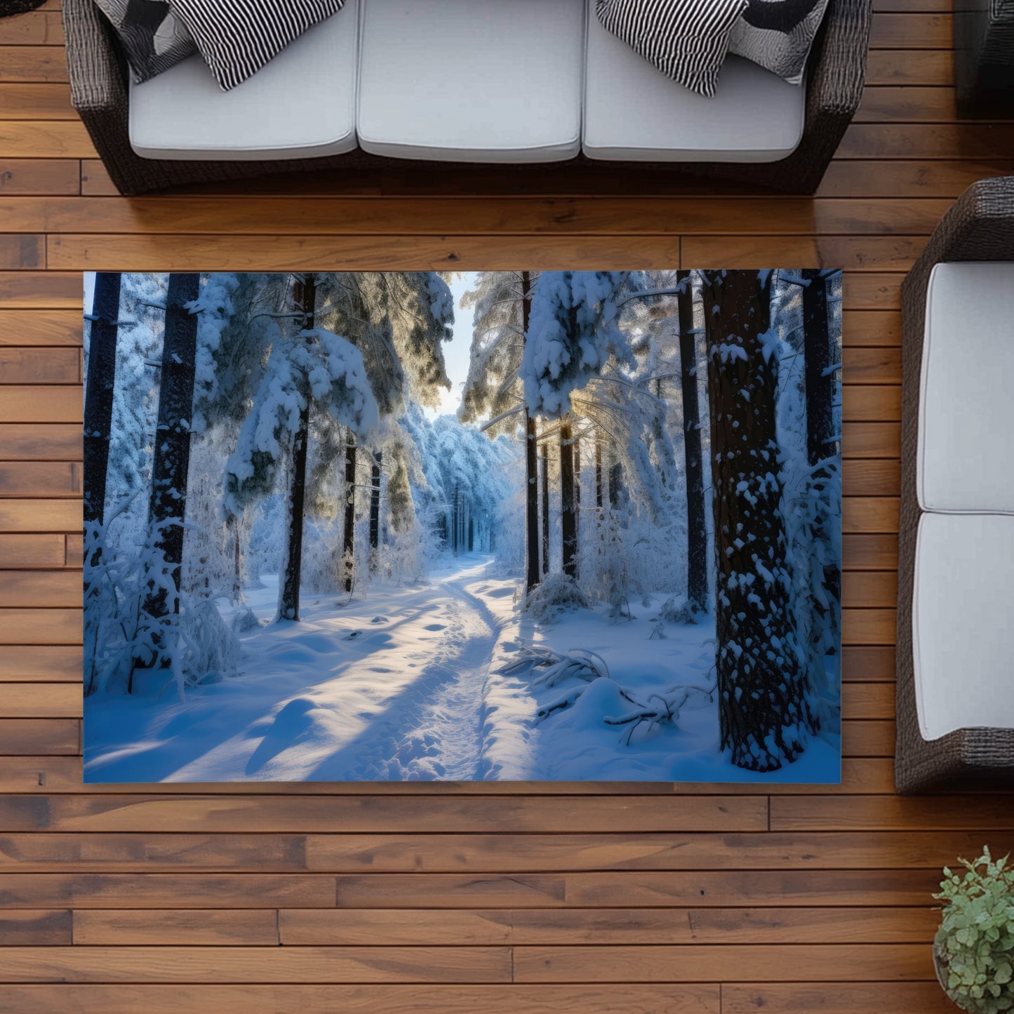 Tapis d'extérieur Chemin enneigé | Accent de décoration élégant