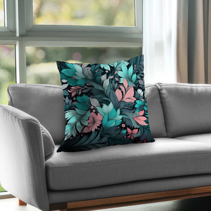 Neon Leaves Poly Twill Throw Pillow - Stylish Home Decor