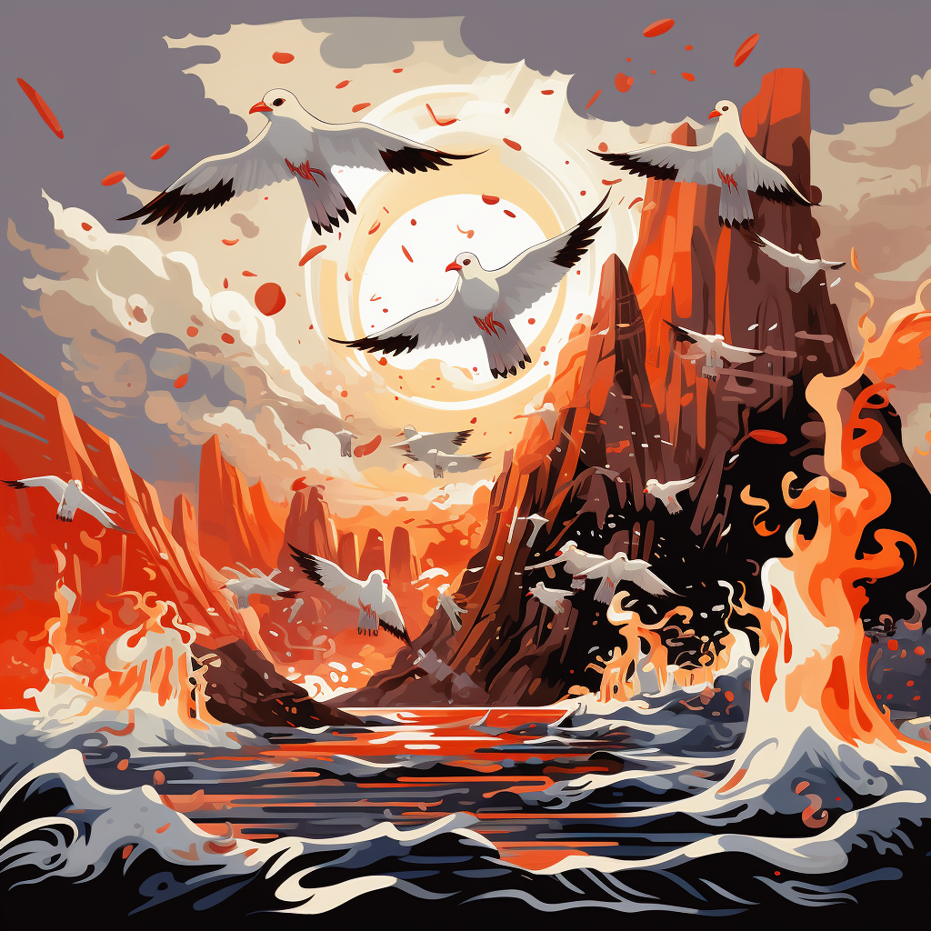 The Escape - Red Round Outdoor Area Rug for Home Decor