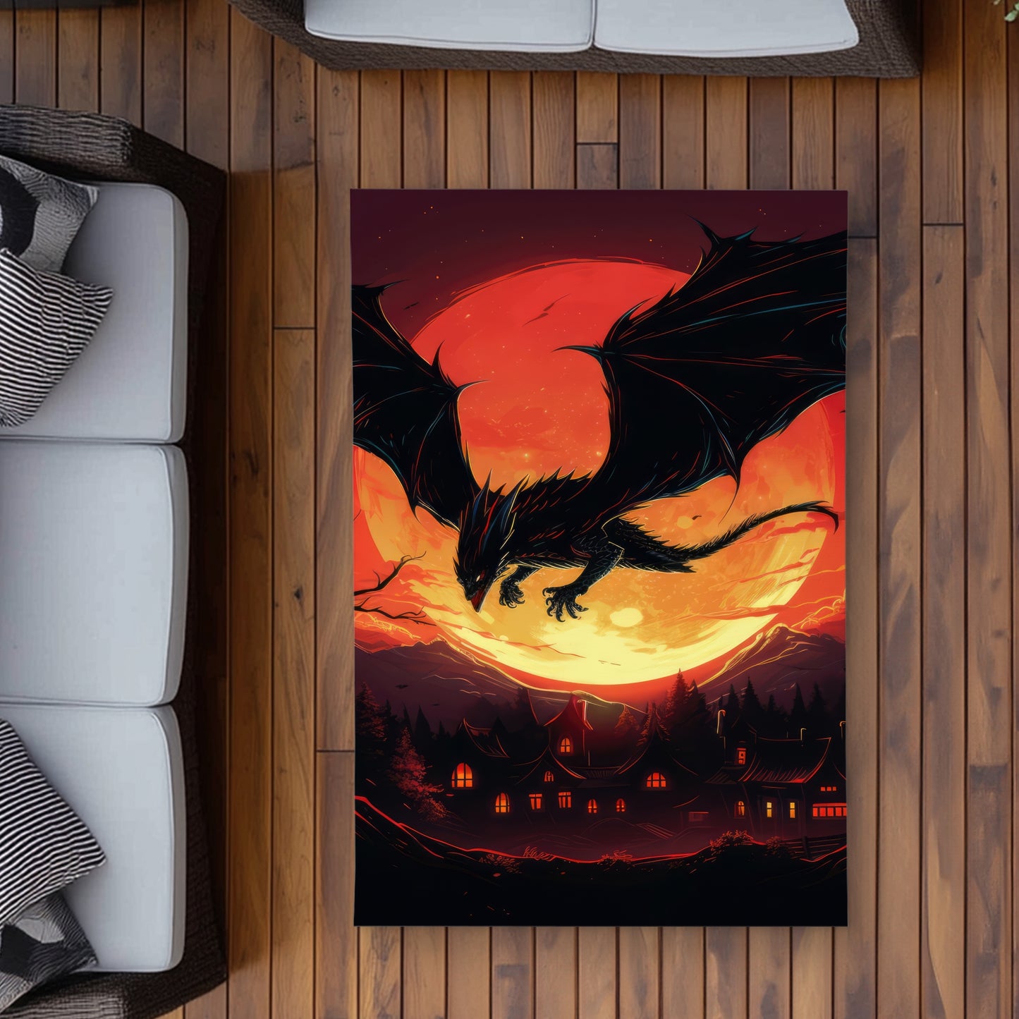 The dragon's wrath - Orange outdoor area rug for home decor