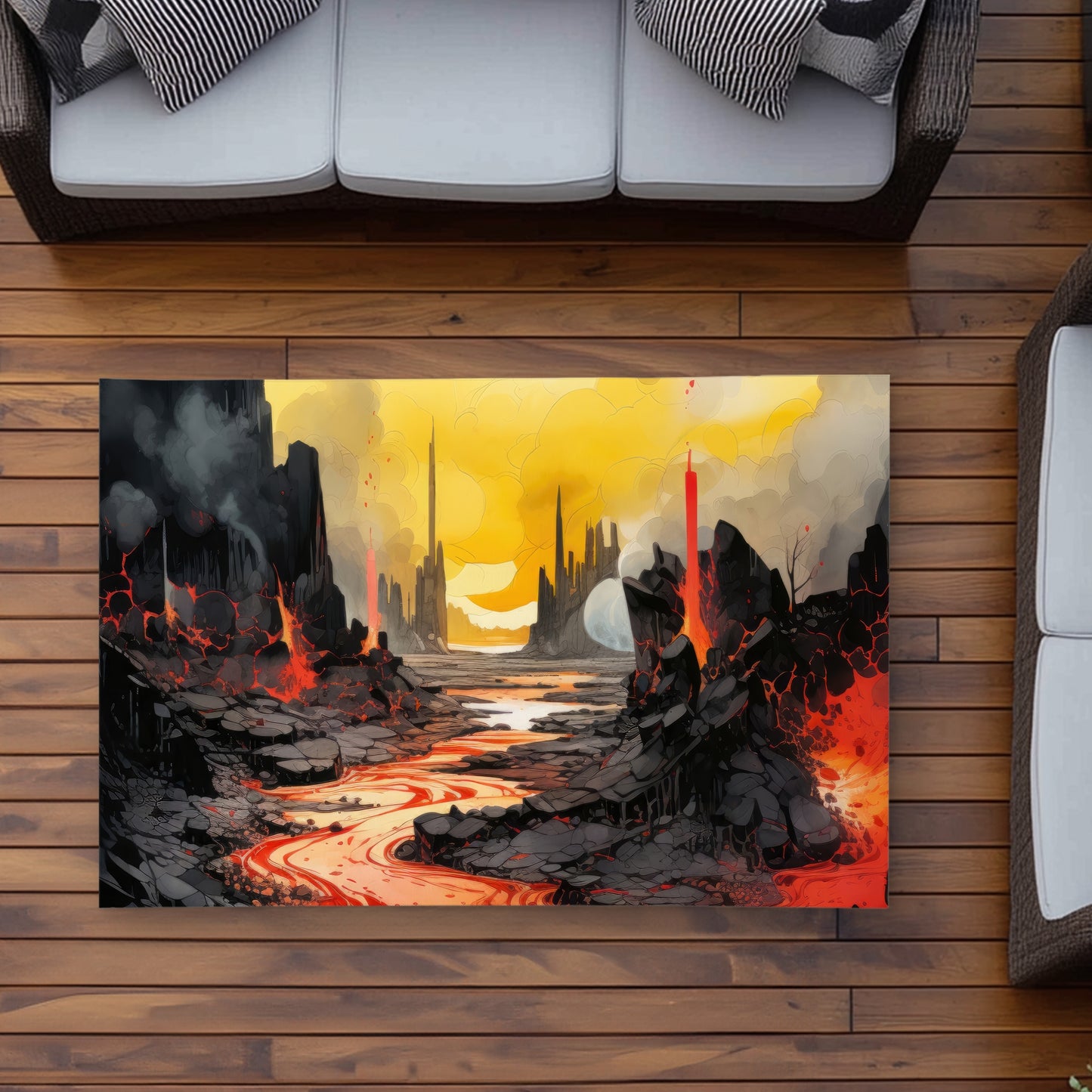 Charred Red Outdoor Area Rug - Stylish Home Decor Accent