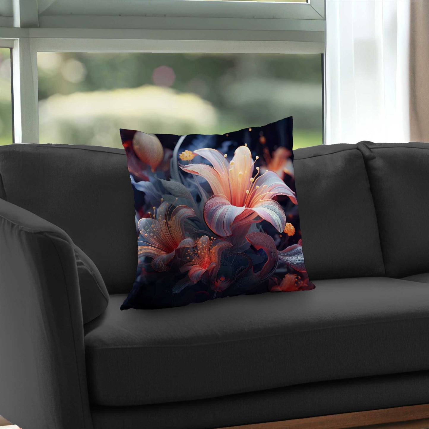 Coussin décoratif Astral Bloom en sergé de polyester - Garniture pour coussin intérieur