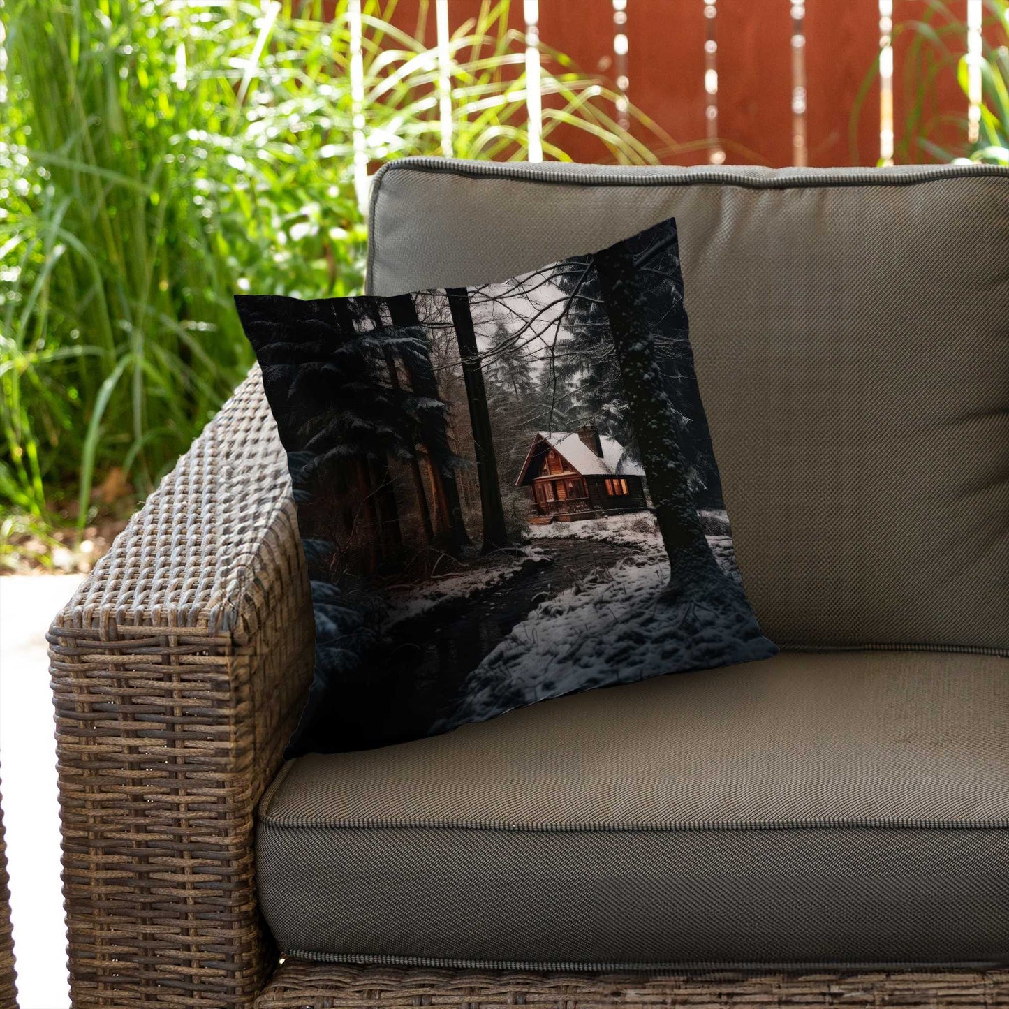 Coussin décoratif en sergé de polyester « Au bord de la rivière » | Décoration d'intérieur élégante