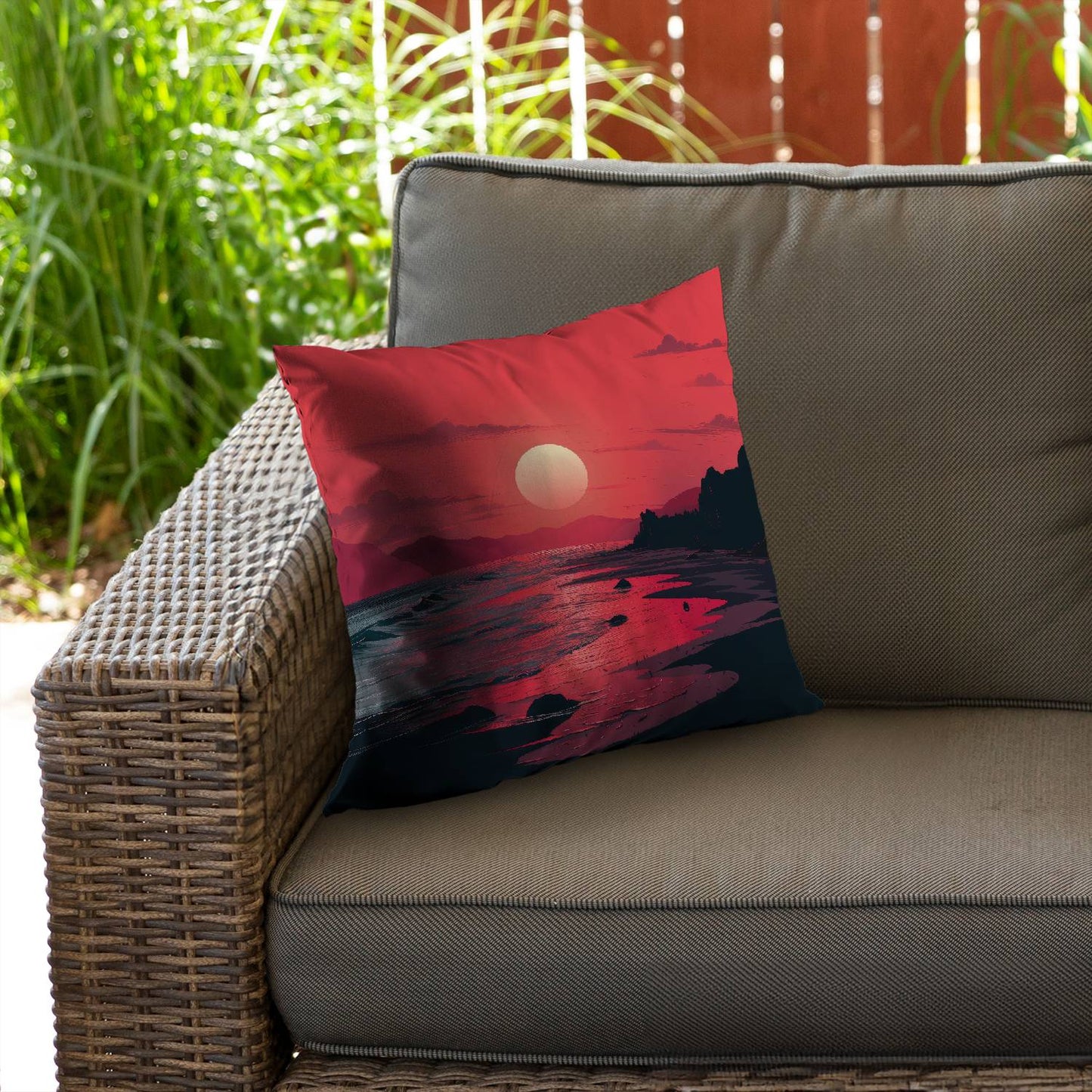 Red sky - Throw pillow - Print on demand