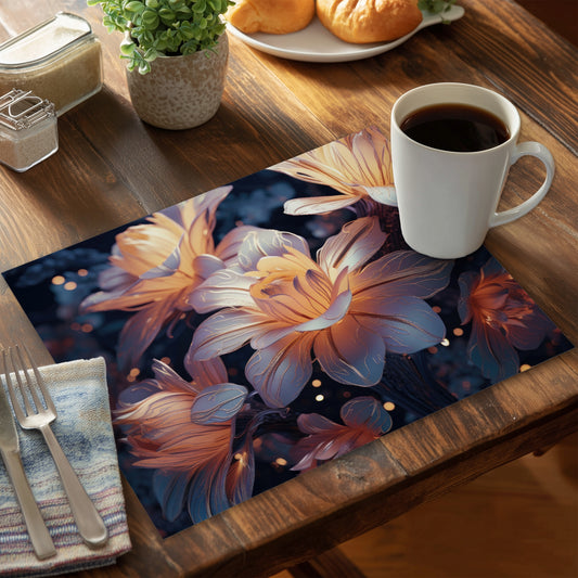 Pixie Flowers - Blue Polyester Placemat for Home Decor