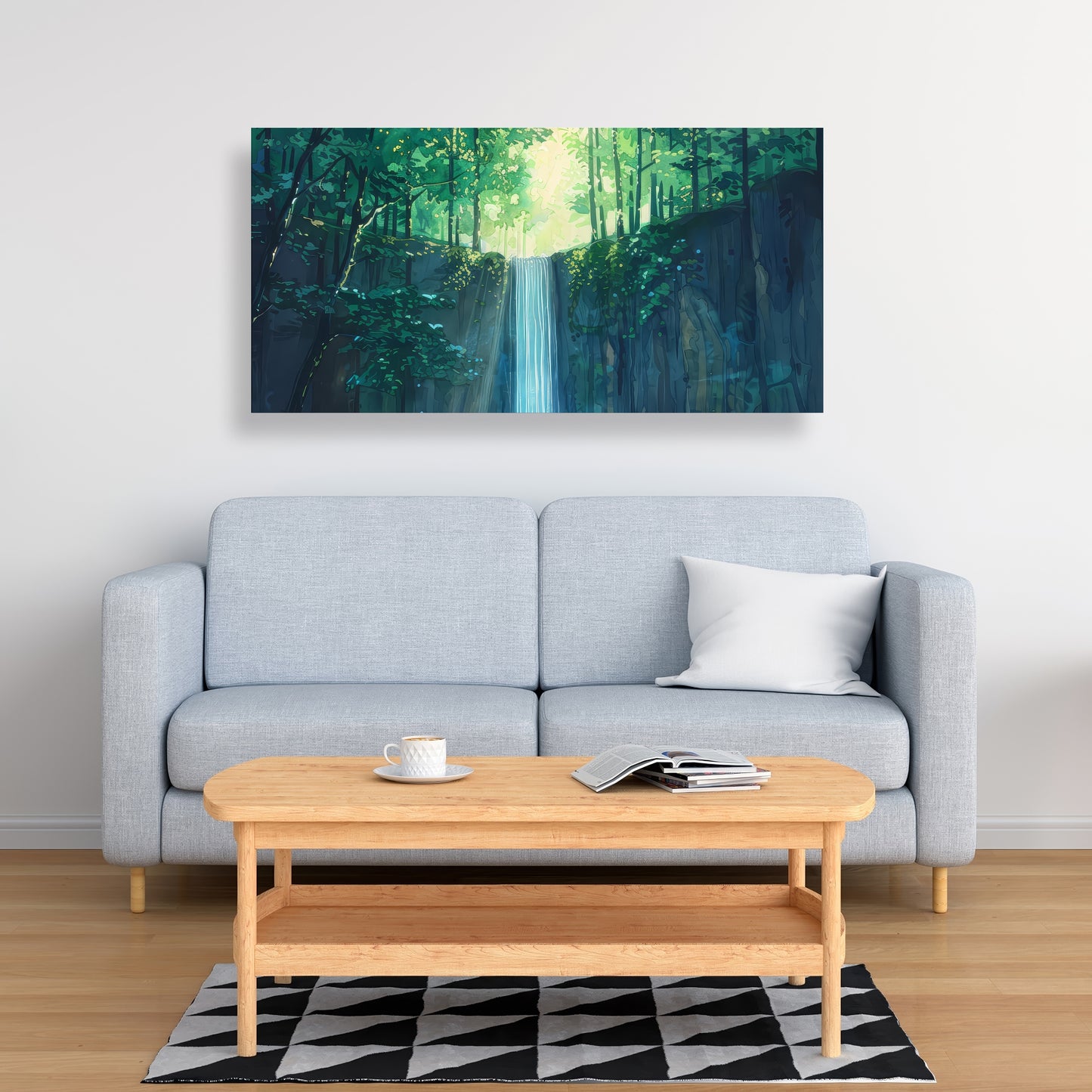 Waterfall Gray Canvas Art for Elegant Decor | Modern Design