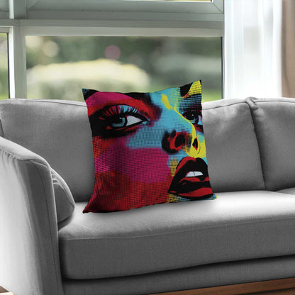Coussin décoratif en sergé de polyester à motifs de bandes dessinées - Accessoire de décoration élégant pour la maison