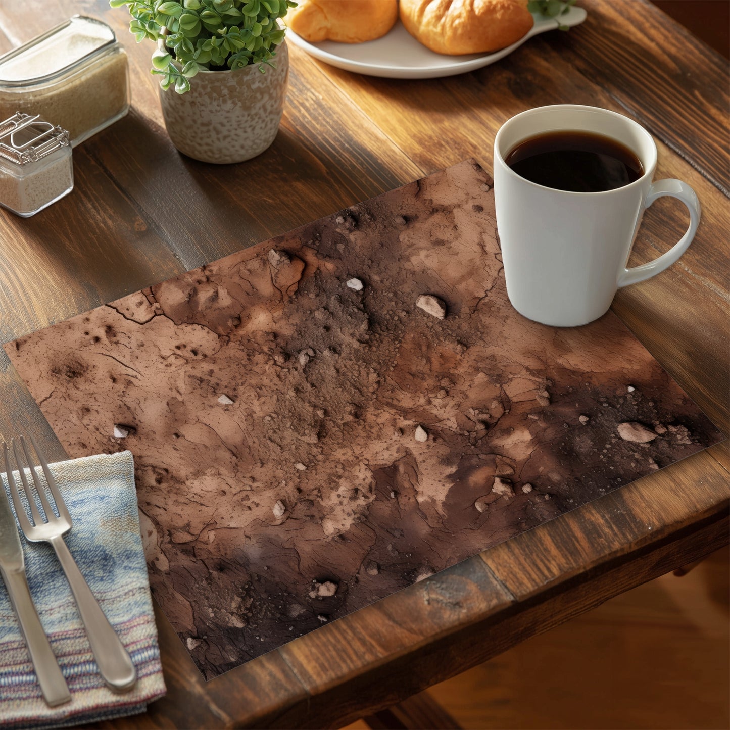 Mud and Stones - Brown Polyester Placemat for Home Decor