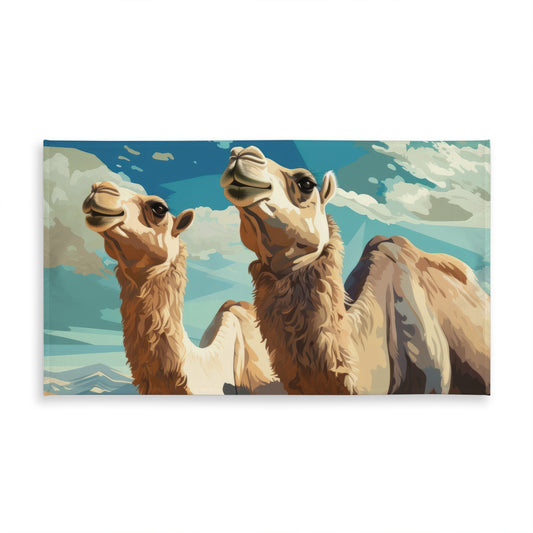 Camels Looking Up Tablecloth - Indoor Outdoor Home Decor
