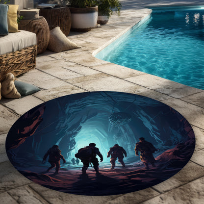 Tapis d'extérieur rond Secret Society - Décoration d'intérieur élégante