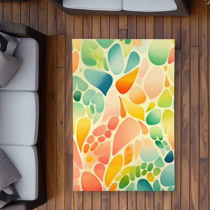 Organic Fruits Turquoise Outdoor Area Rug | Home Decor Essentials