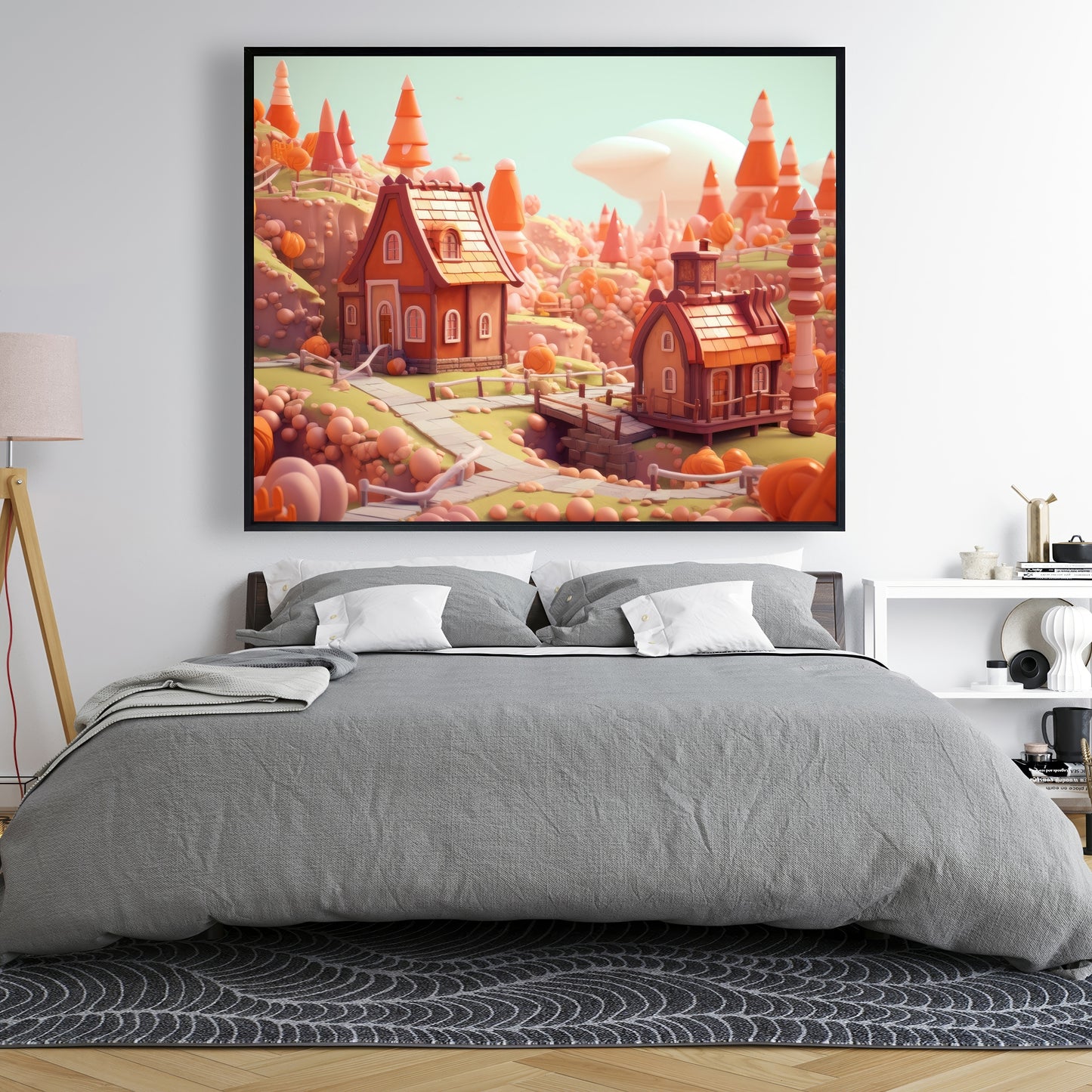 Toy town - Framed Canvas - Print on demand