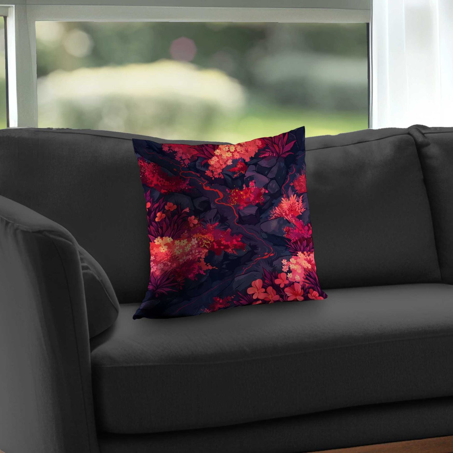 Burning Plants Poly Twill Throw Pillow - Home Decor Accent
