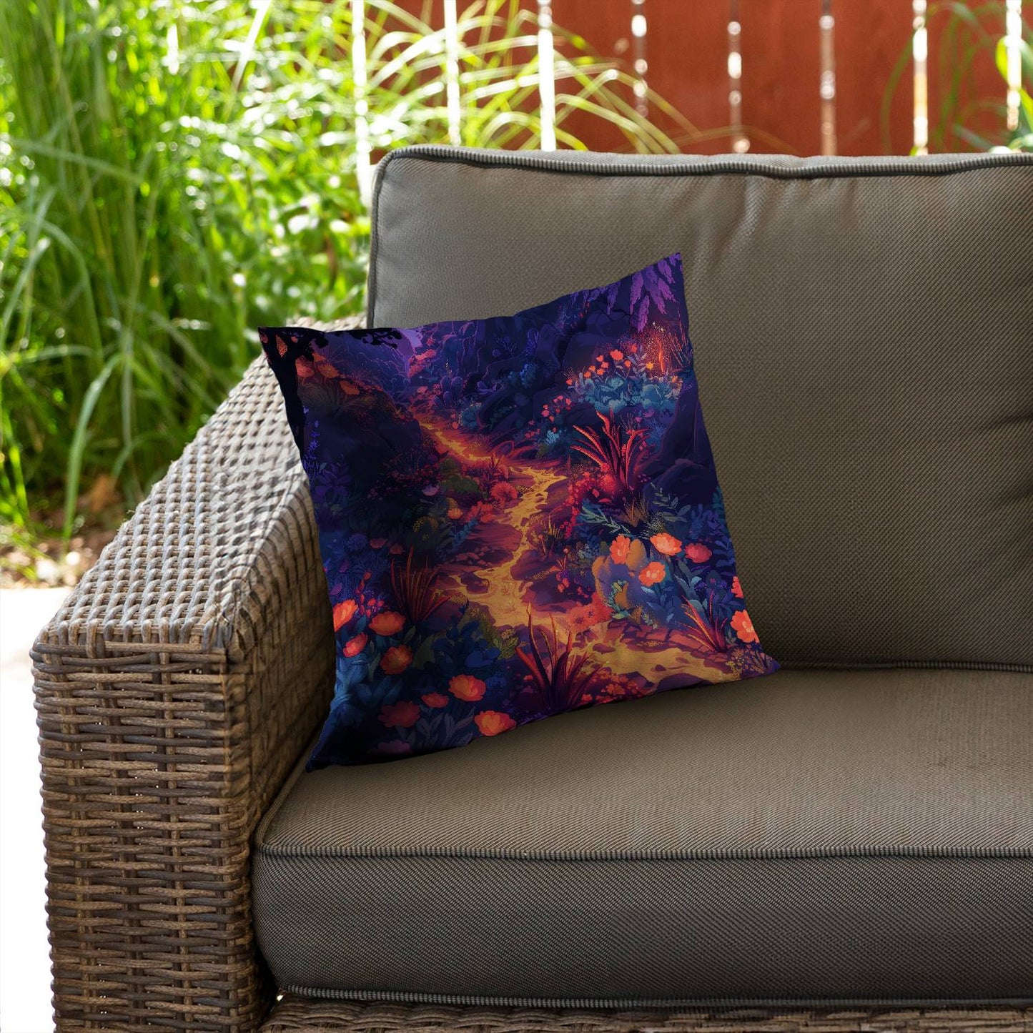 Burning flowers - Throw pillow - Print on demand