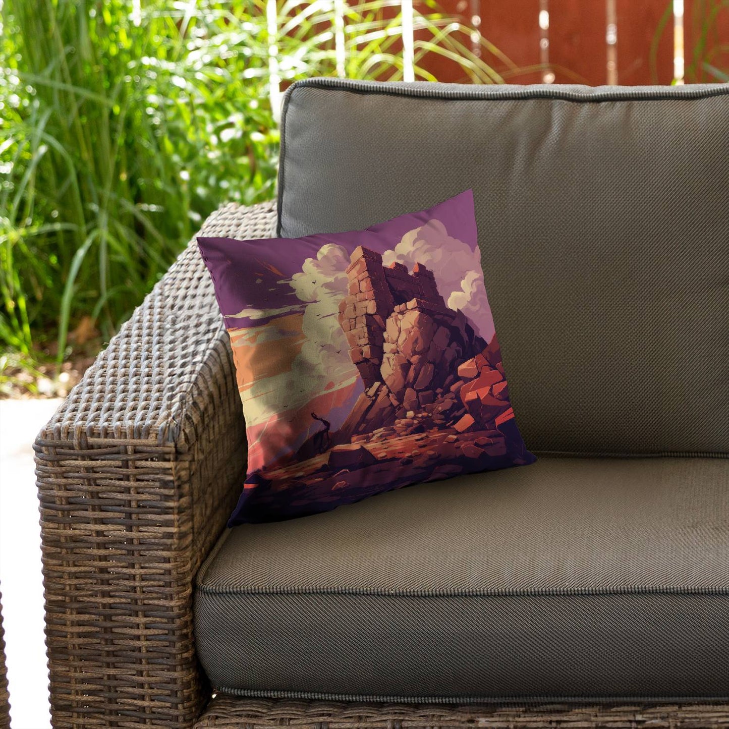 Standing above - Throw pillow - Print on demand