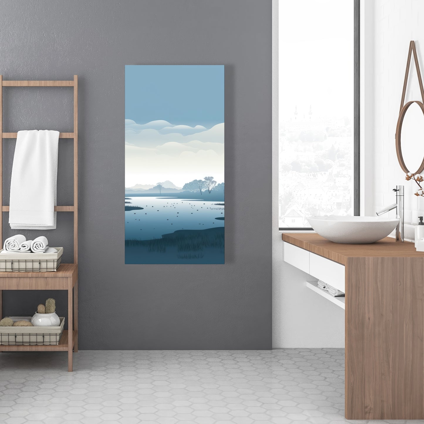 Minimalist Swamp - White Canvas Home Decor | Modern Art