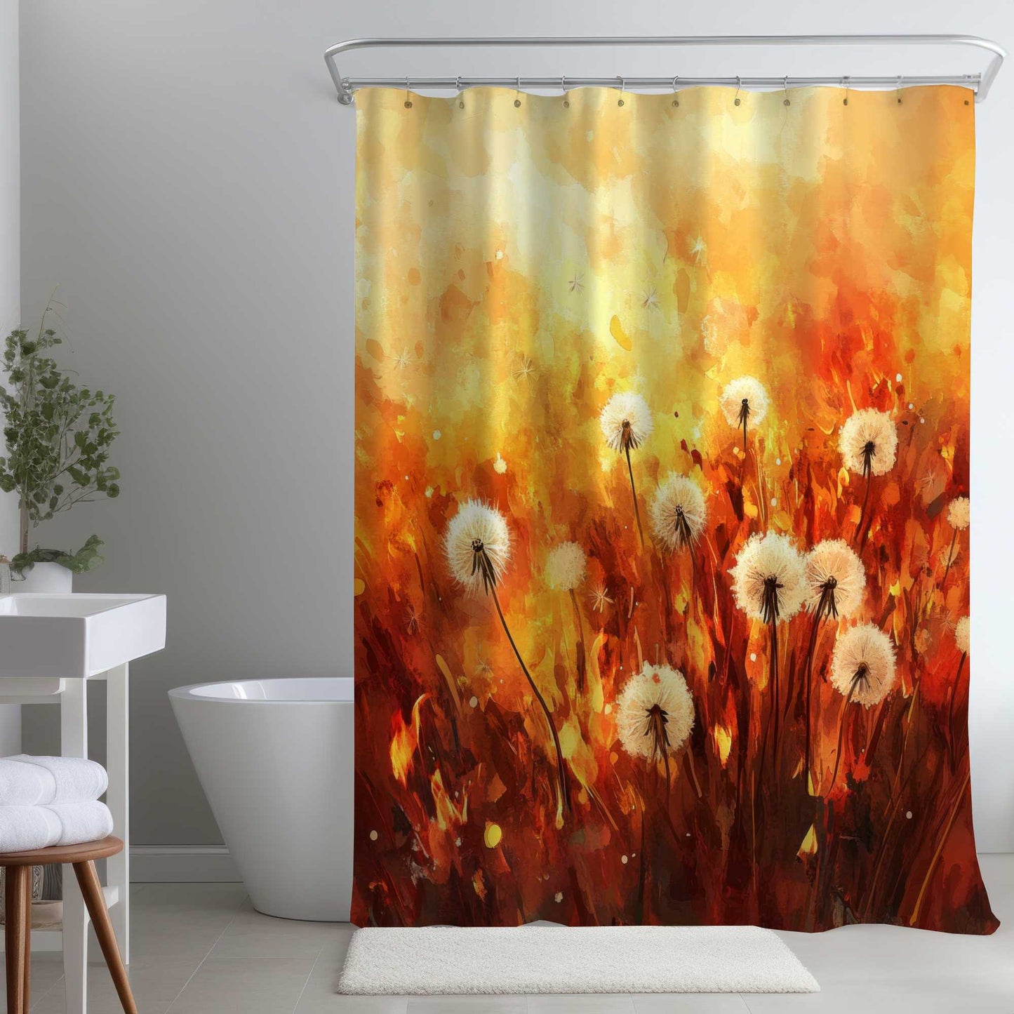 Rideau de douche Pissenlit et Feu | Accessoire de décoration élégant