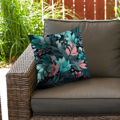 Neon Leaves Poly Twill Throw Pillow - Stylish Home Decor