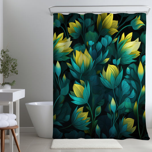 Intense Bloom Green Shower Curtain - Stylish Home Decor