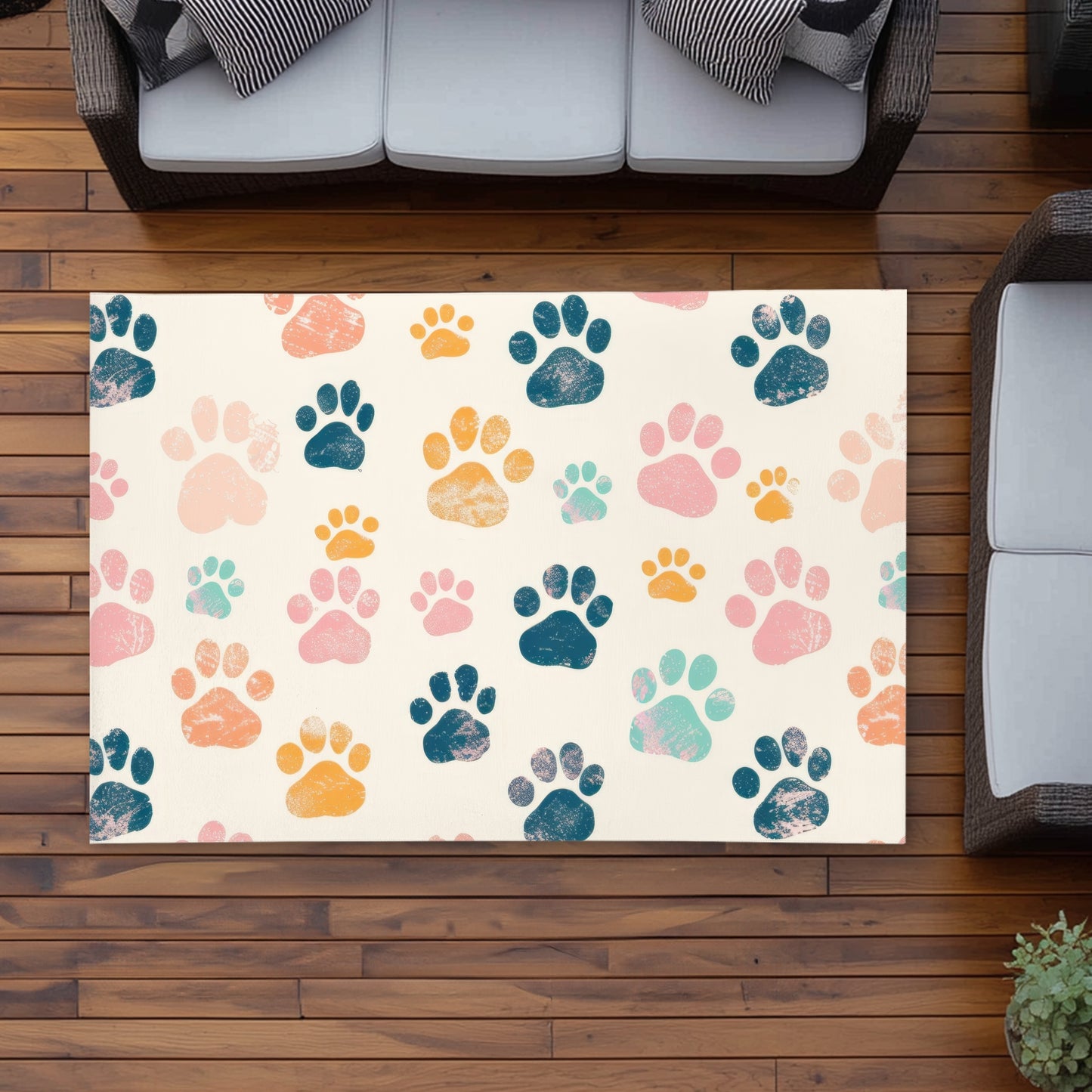 Tapis d'extérieur à motif Pattes adorables – Un accent de décoration élégant pour la maison