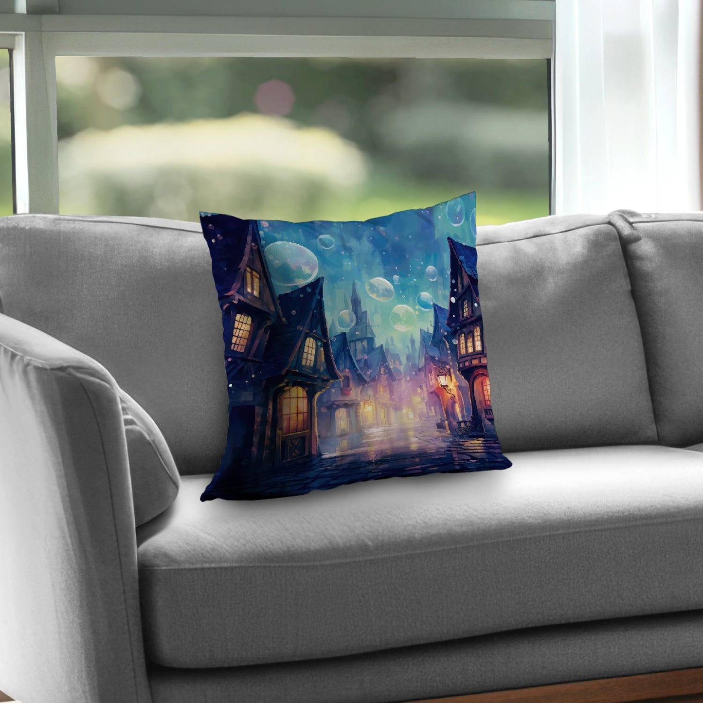 Bubble ville - Throw pillow - Print on demand